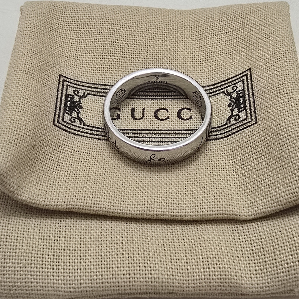 Unisex Gucci Blind For Love Silver Band Ring Size   9 US - Picture 10 of 12